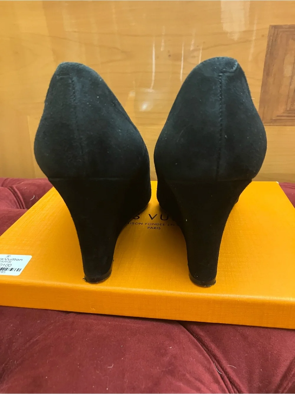 Women’s Two-Tone Black Suede and Metallic Silver Pointed Wedge Pumps